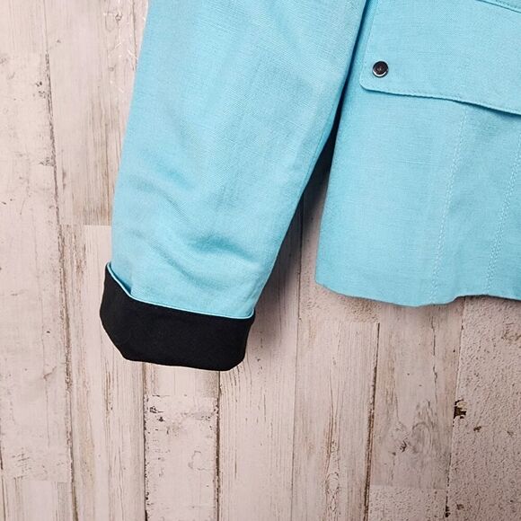 Tahari Linen Rayon Blazer Jacket Blue Size 6P - Picture 6 of 11